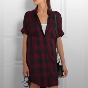 Madewell Red and Black Plaid Shirt Dress Buffalo Check Size-XL